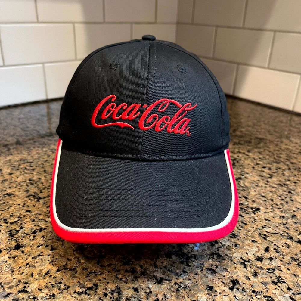 Coca-Cola K-Products Baseball Cap Mens‎ Cotton Black Embroidered Hook & Loop Hat